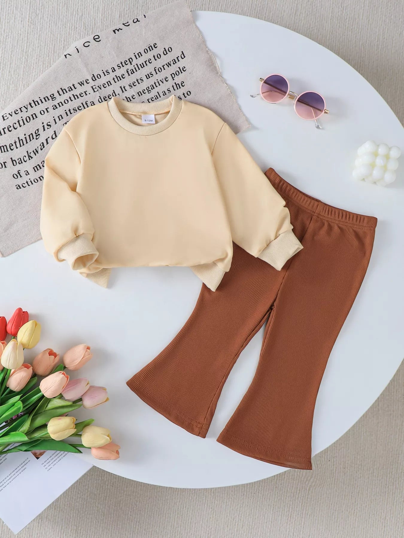 Children's Halloween Graphic Round Neck Top and Pants Set 