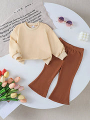 Children's Halloween Graphic Round Neck Top and Pants Set 