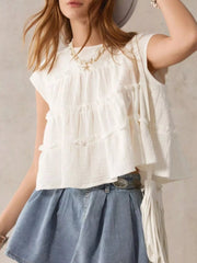 Tiered Cap Sleeve Blouse 