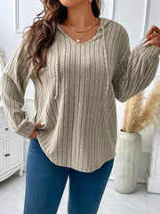 Plus Size Drawstring Dropped Shoulder Hooded T-Shirt 