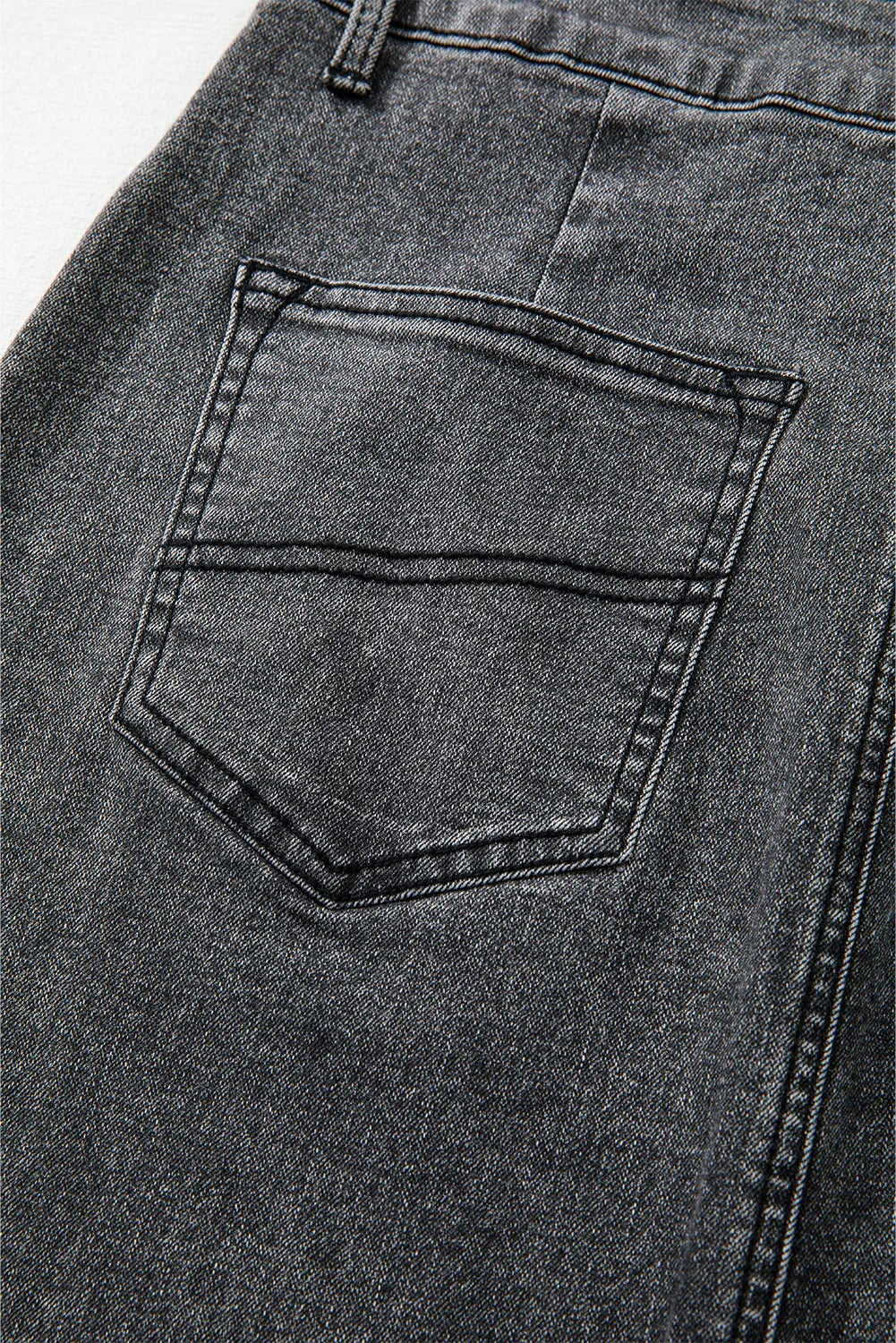 Raw Hem Midi Denim Skirt with Pockets 