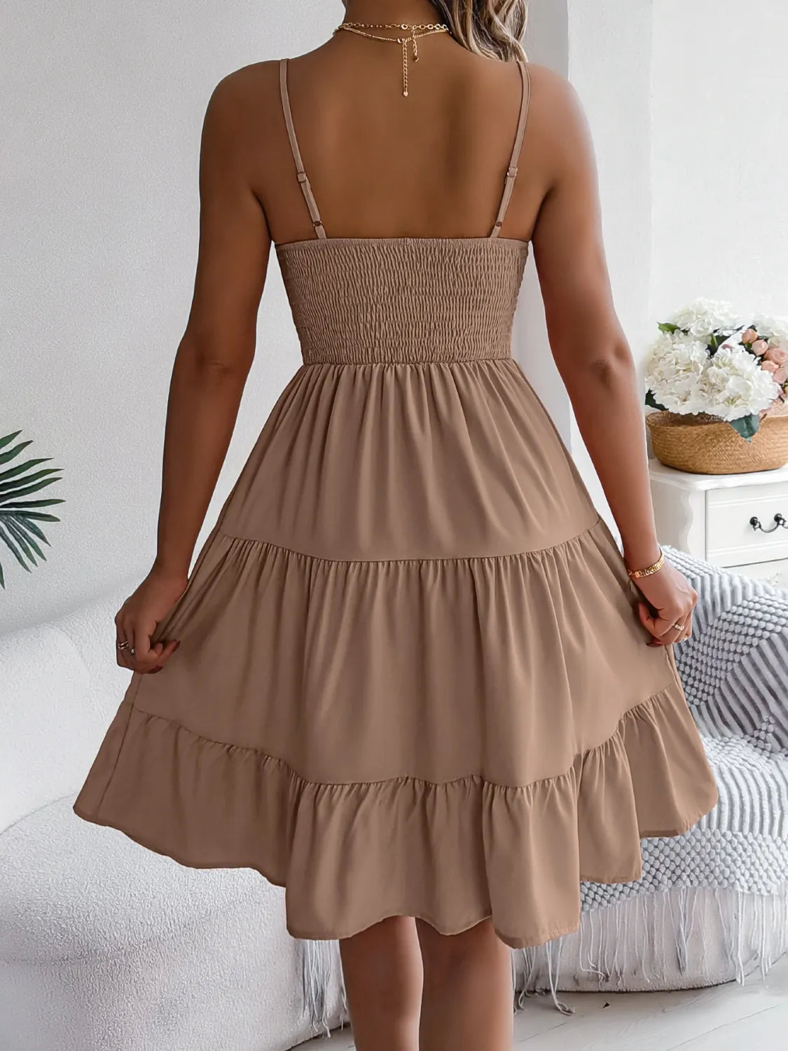 Smocked Back Tiered Cami Dress 