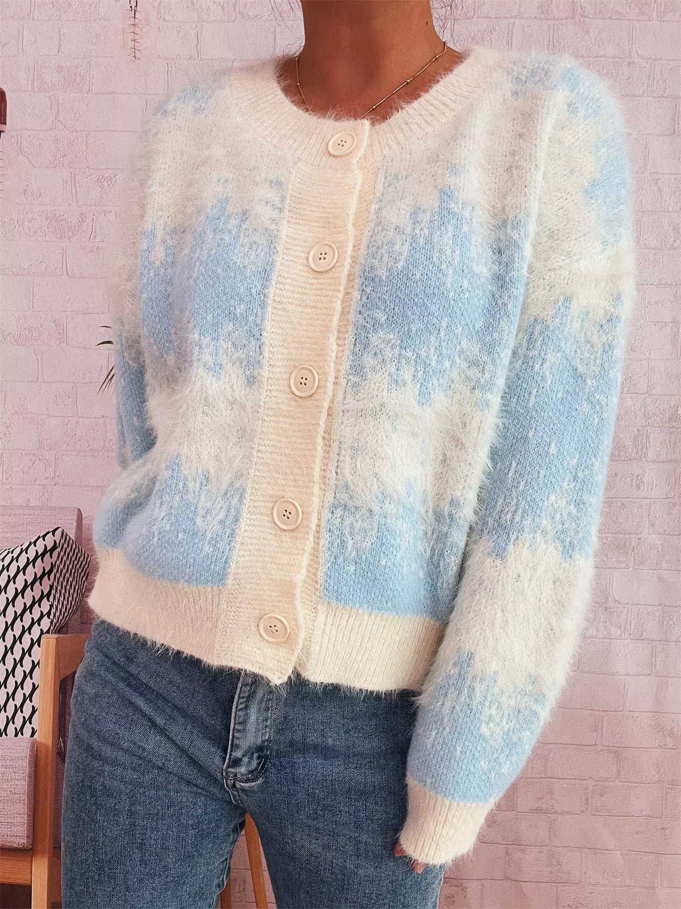 Ribbed Hem Button Up Cardigan 