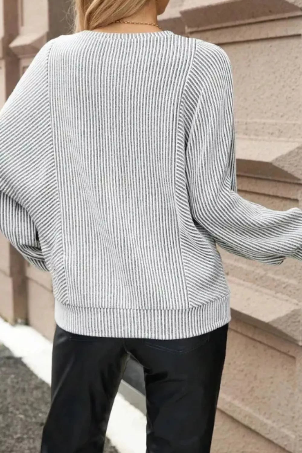 Striped Round Neck Long Sleeve Top 