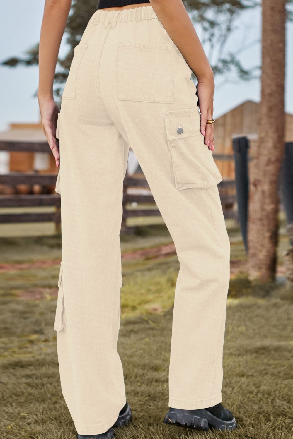 Loose Fit Long Jeans with Pockets 