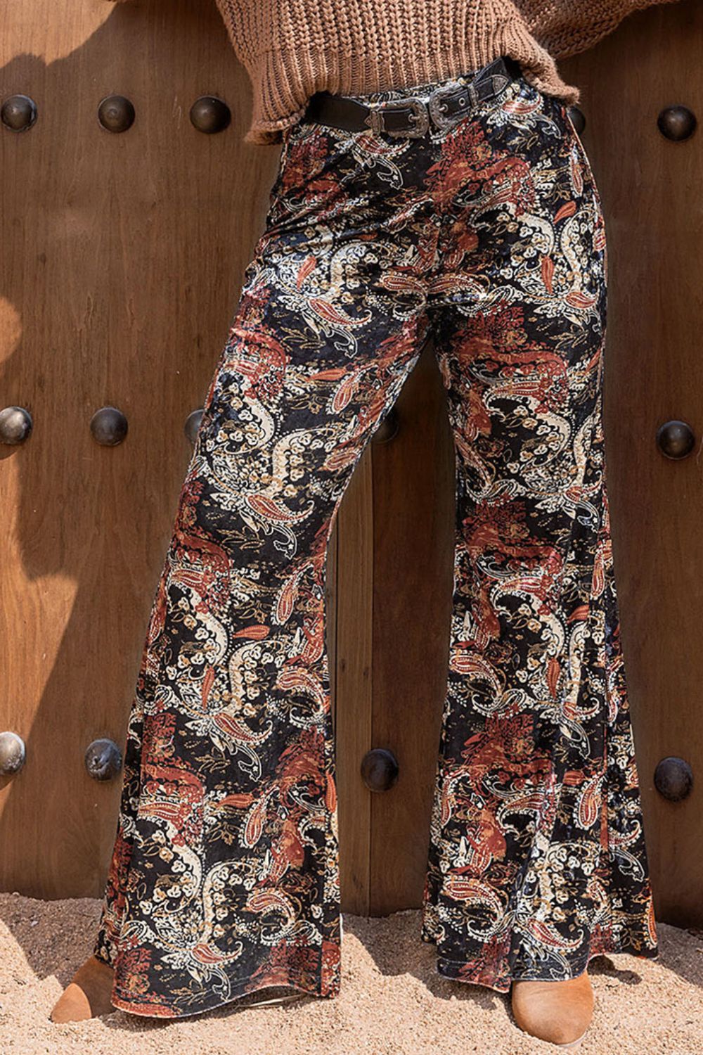 Plus Size Printed Wide Leg Long Pants 