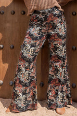 Plus Size Printed Wide Leg Long Pants 