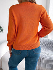 Openwork Round Neck Long Sleeve Sweater 