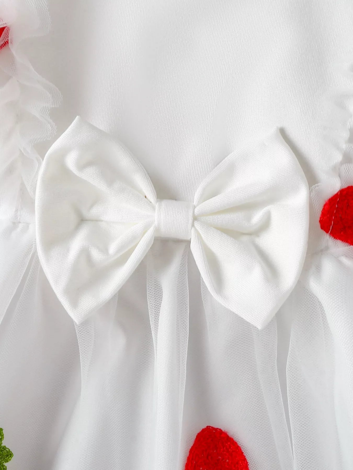 Children's Bow Decor Ruffle Trim Dress 