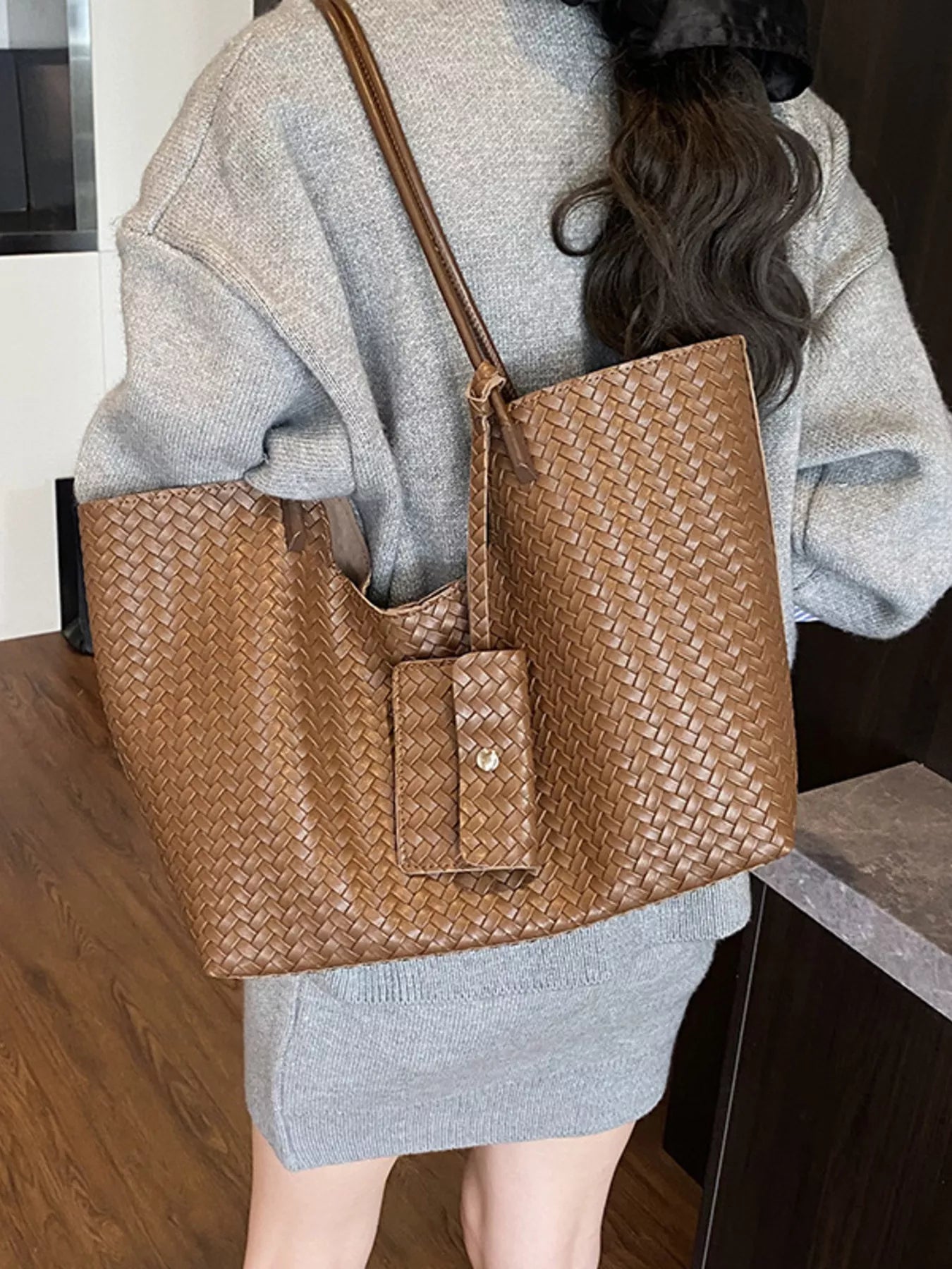 Woven Texture Large Capacity Tote Bag 