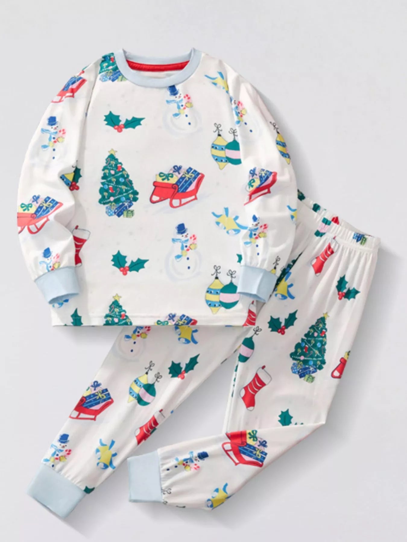 Children's Christmas Round Neck Top and Pants Set 