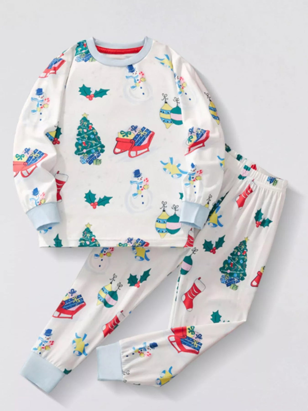 Children's Christmas Round Neck Top and Pants Set 