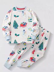 Children's Christmas Round Neck Top and Pants Set 