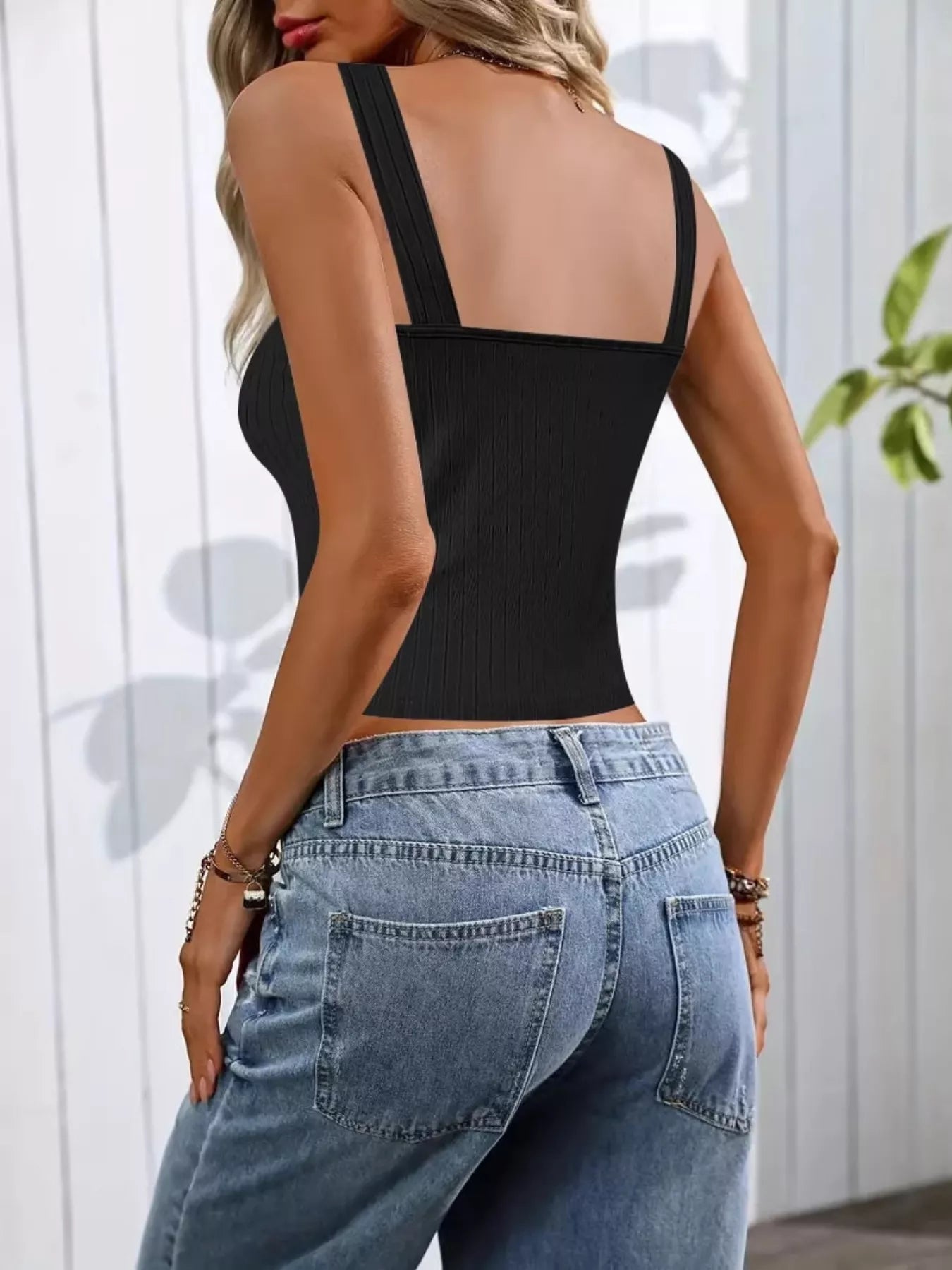 Pearl Detail Scoop Neck Tank 