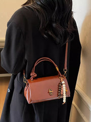 Leather Crossbody Bag with Bead Charm 