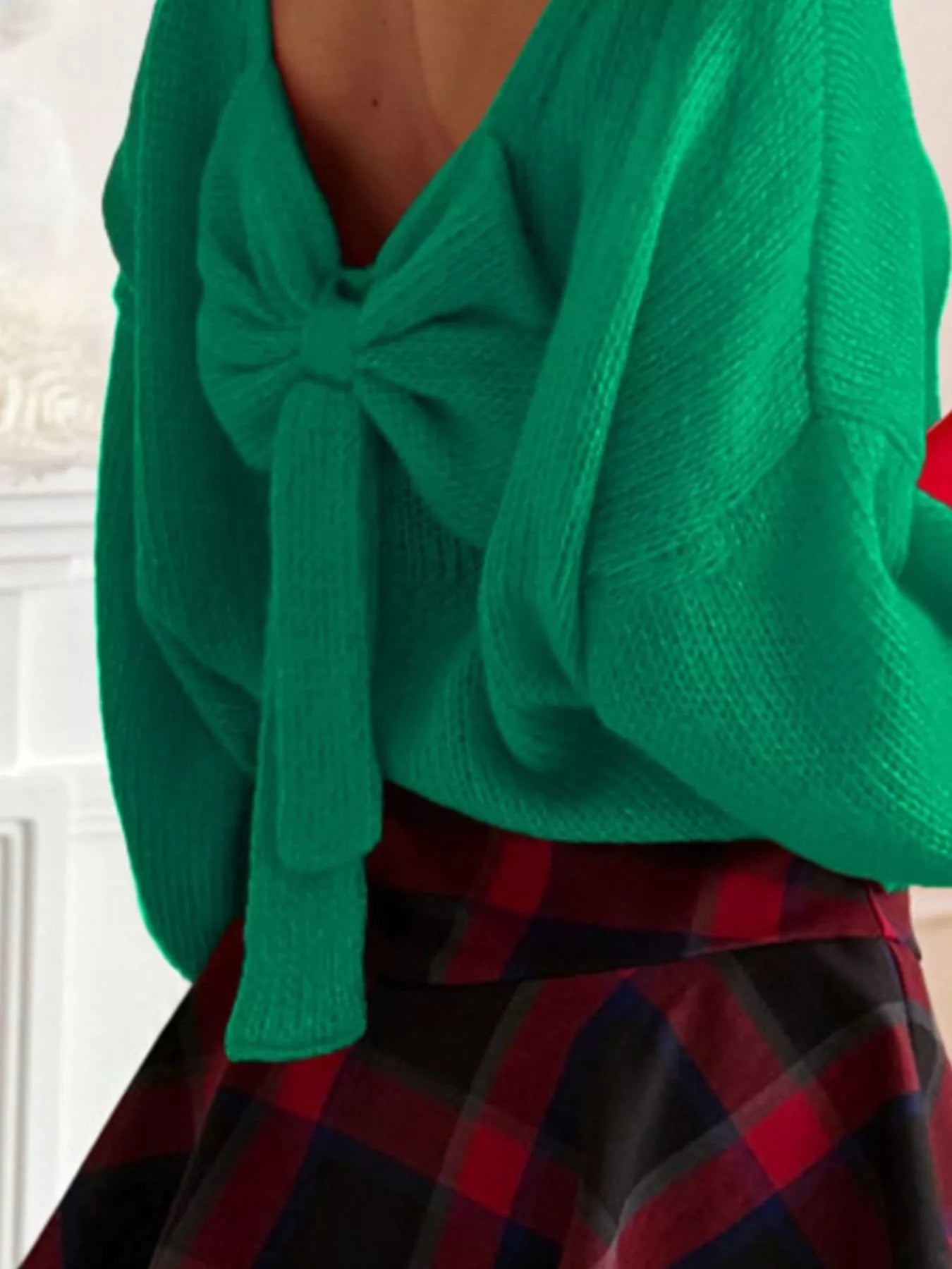 Back Bowknot Long Sleeve Sweater 