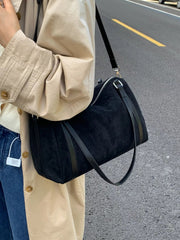 Suede Crossbody Bag with Zipper 