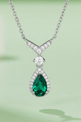 Lab-Grown Emerald Teardrop Necklace 