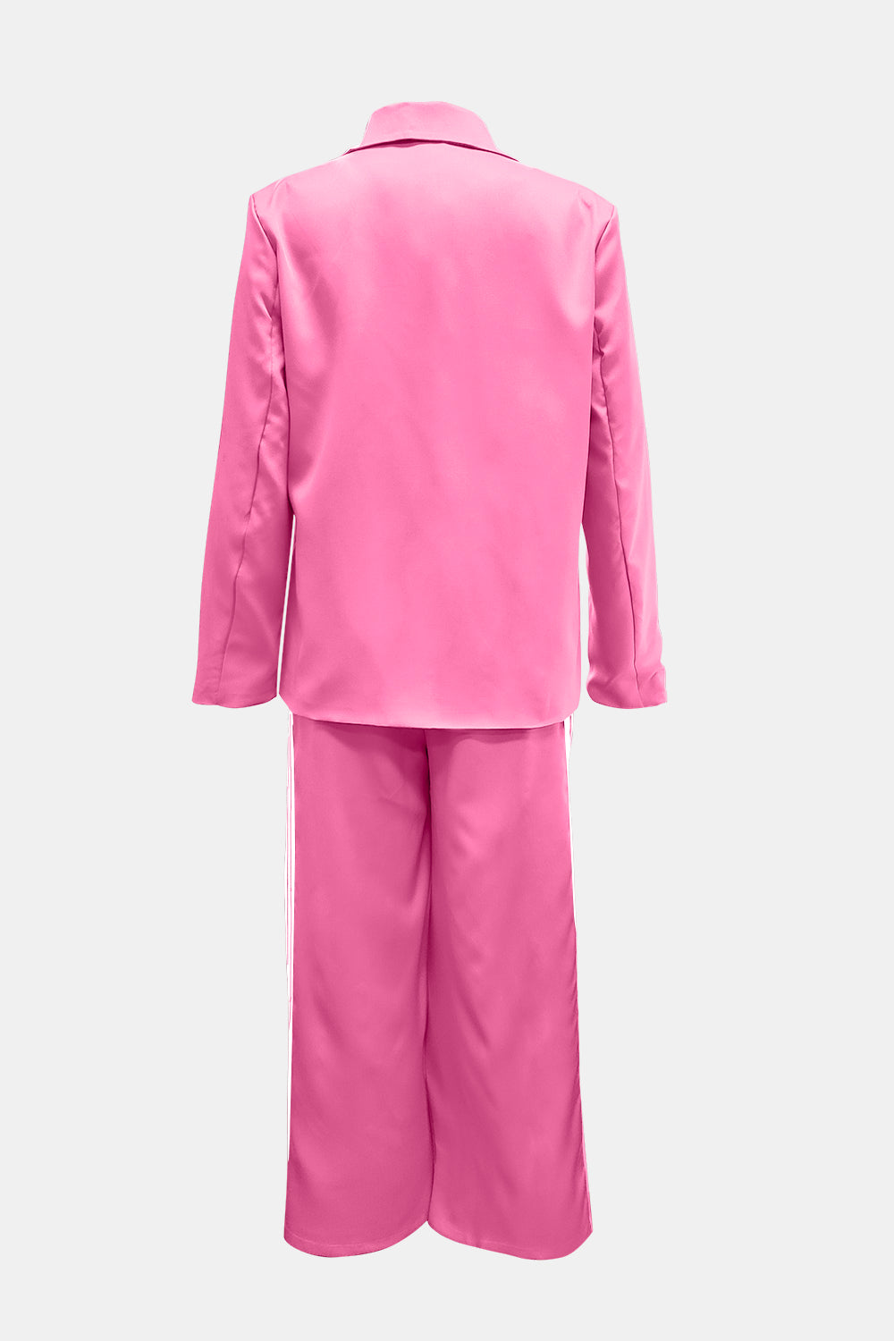 Side Striped Long Sleeve Blazer and Pants Set Trendsi