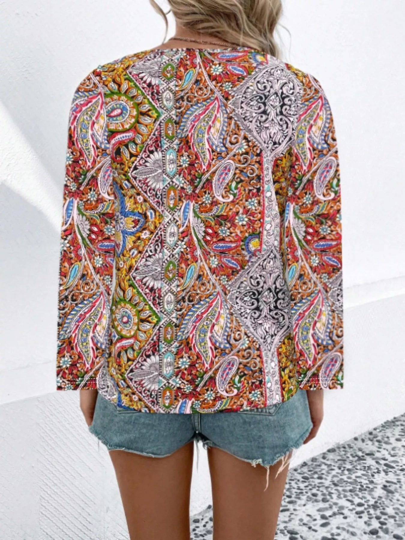 Paisley Print Long Sleeve Blouse 