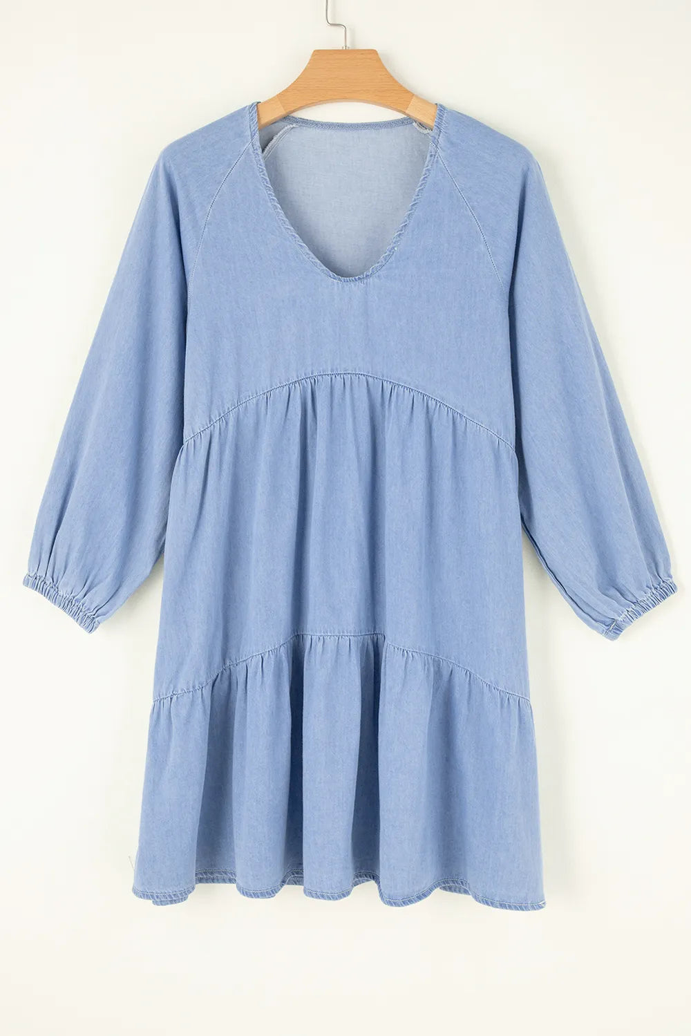 V-Neck Tiered Ruffled Hem Mini Dress 