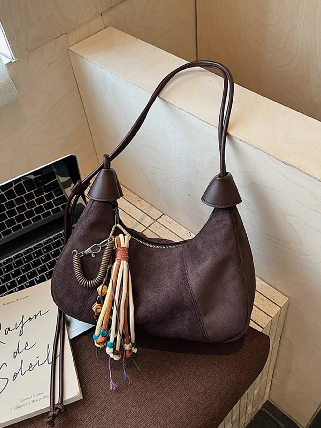 Vintage Suede Tassel Shoulder Bag 