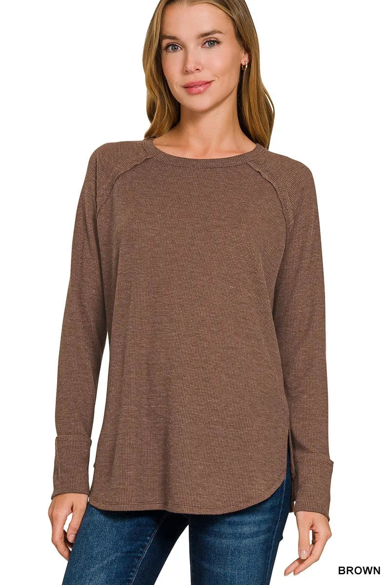 Zenana Baby Waffle Long Sleeve Top 
