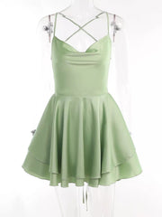 Backless Layered Ruffled Cami Dress 