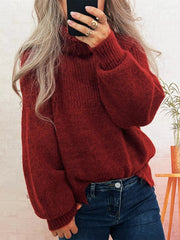 Ribbed Turtleneck Long Sleeve Sweater 