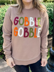 GOBBLE Letter Graphic Thanksgiving Shift Sweatshirt 