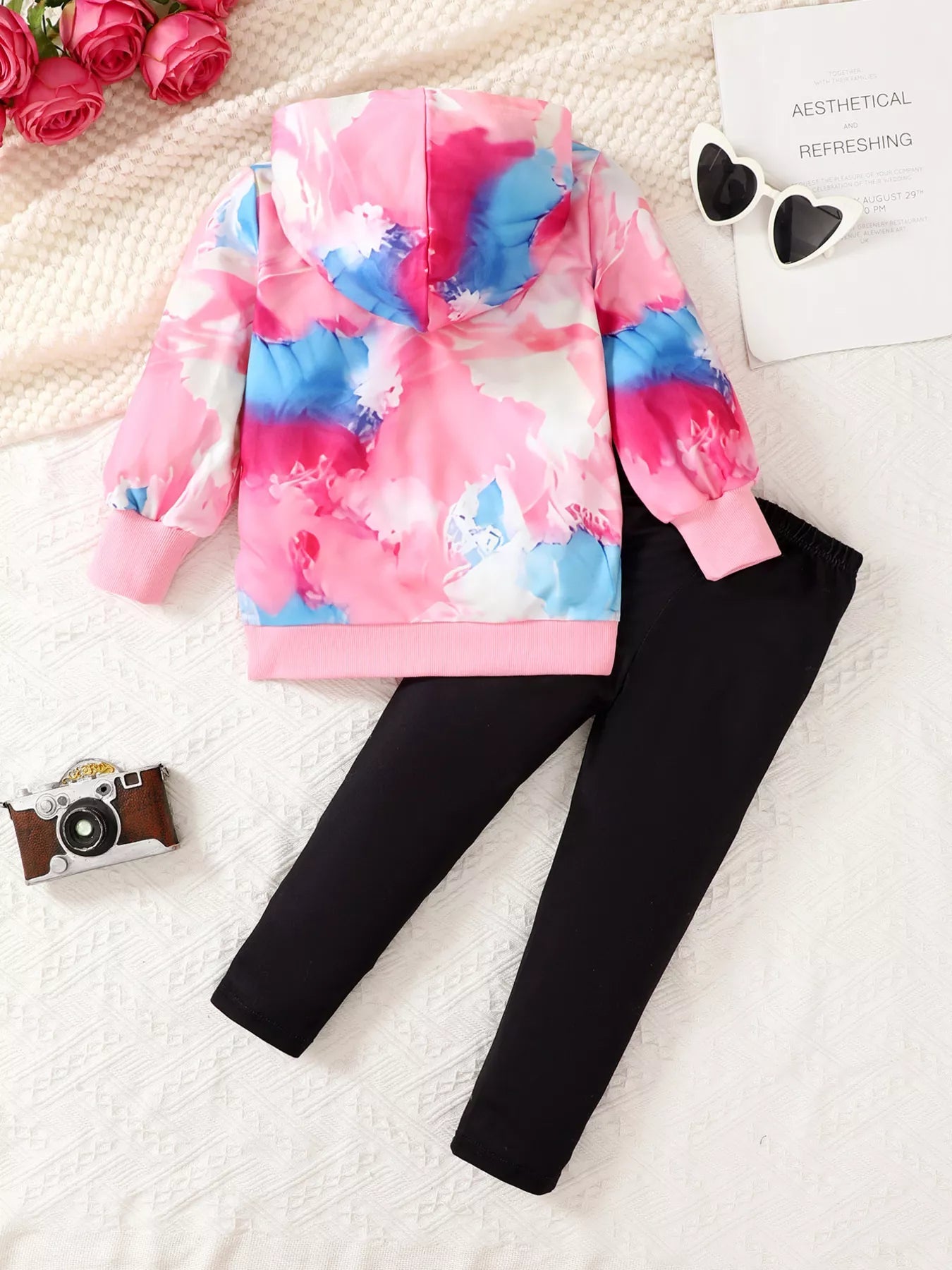 Children's Tie-Dye Graphic Hoodie & Pants Set 