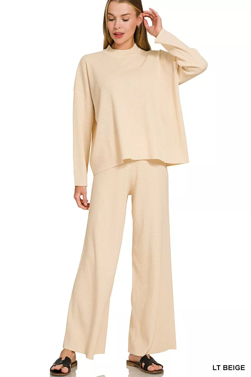 Zenana Viscose Sweater Top & Pants Set 