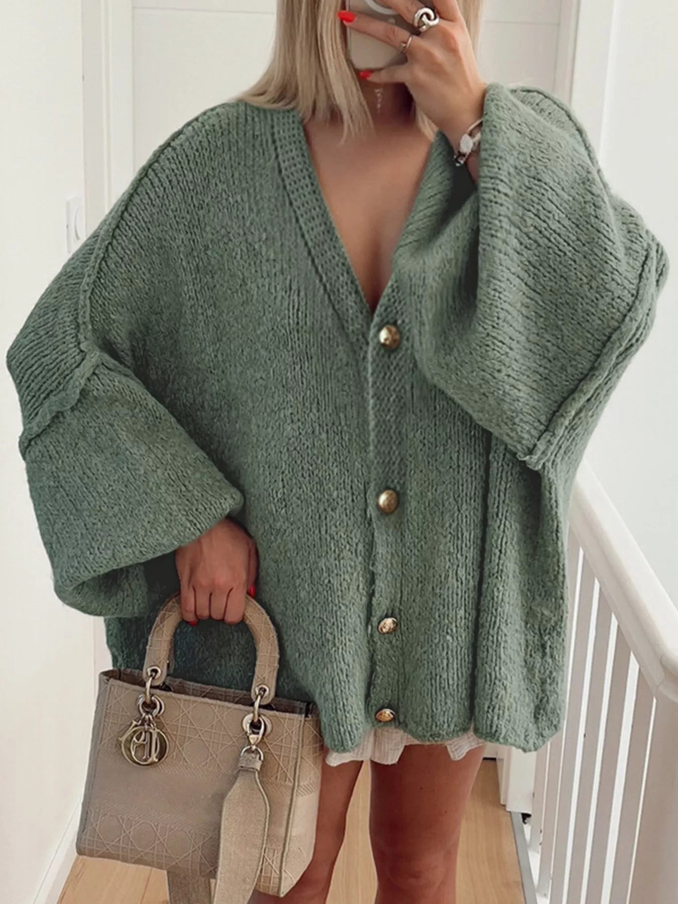 Oversized Knit Button Up Cardigan 