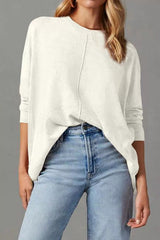Casual Seam Detail Loose-Fit Knit Sweater 