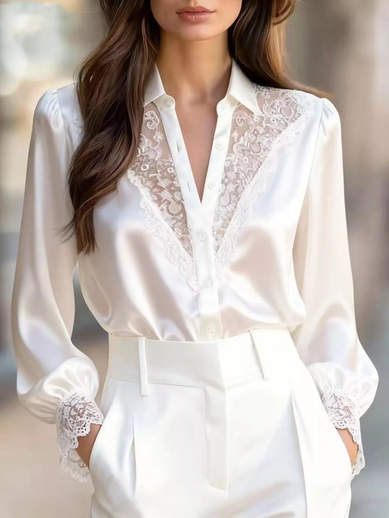 Lace Detail Long Sleeve Shirt 