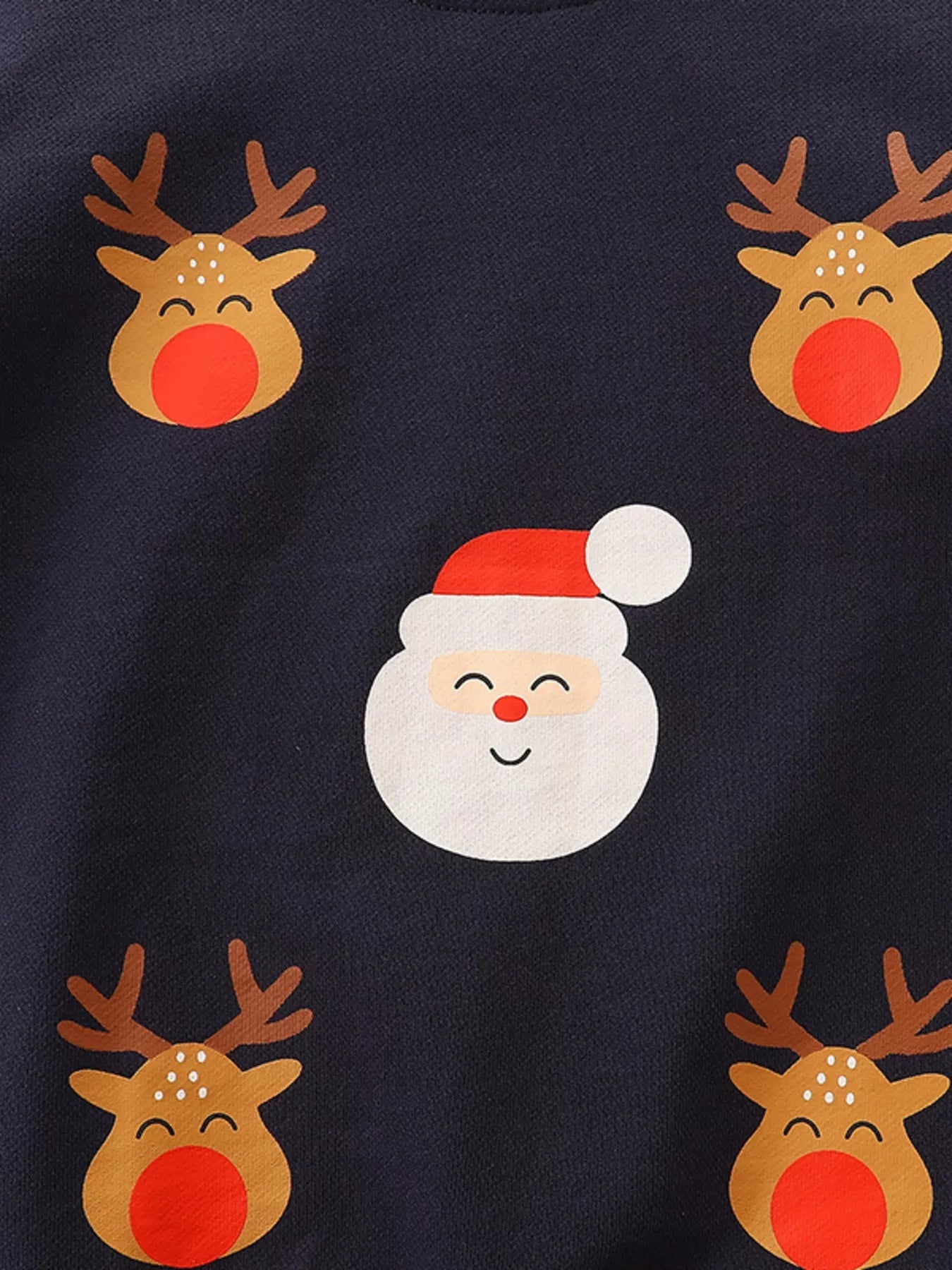 Children's Christmas Reindeer & Santa Round Neck Sweatshirt 