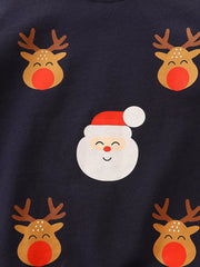 Children's Christmas Reindeer & Santa Round Neck Sweatshirt 
