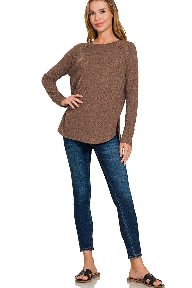 Zenana Baby Waffle Long Sleeve Top 