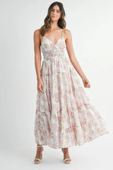 MABLE Floral Print Tiered Cami Maxi Dress 