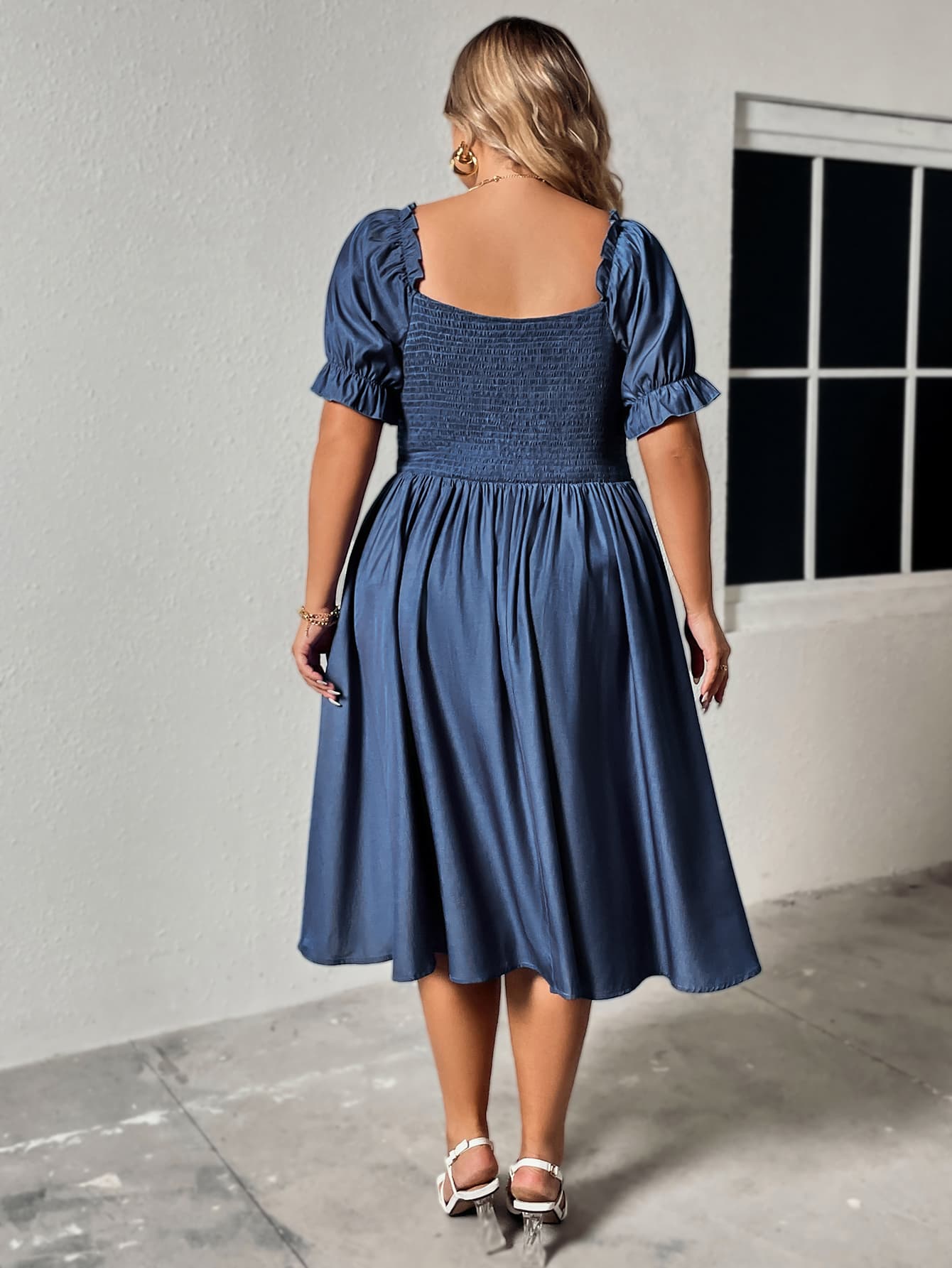 Honey Plus Size Ruched Sweetheart Neck Dress 