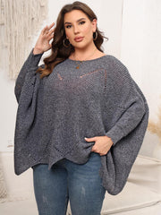 Plus Size Round Neck Batwing Sleeve Sweater 