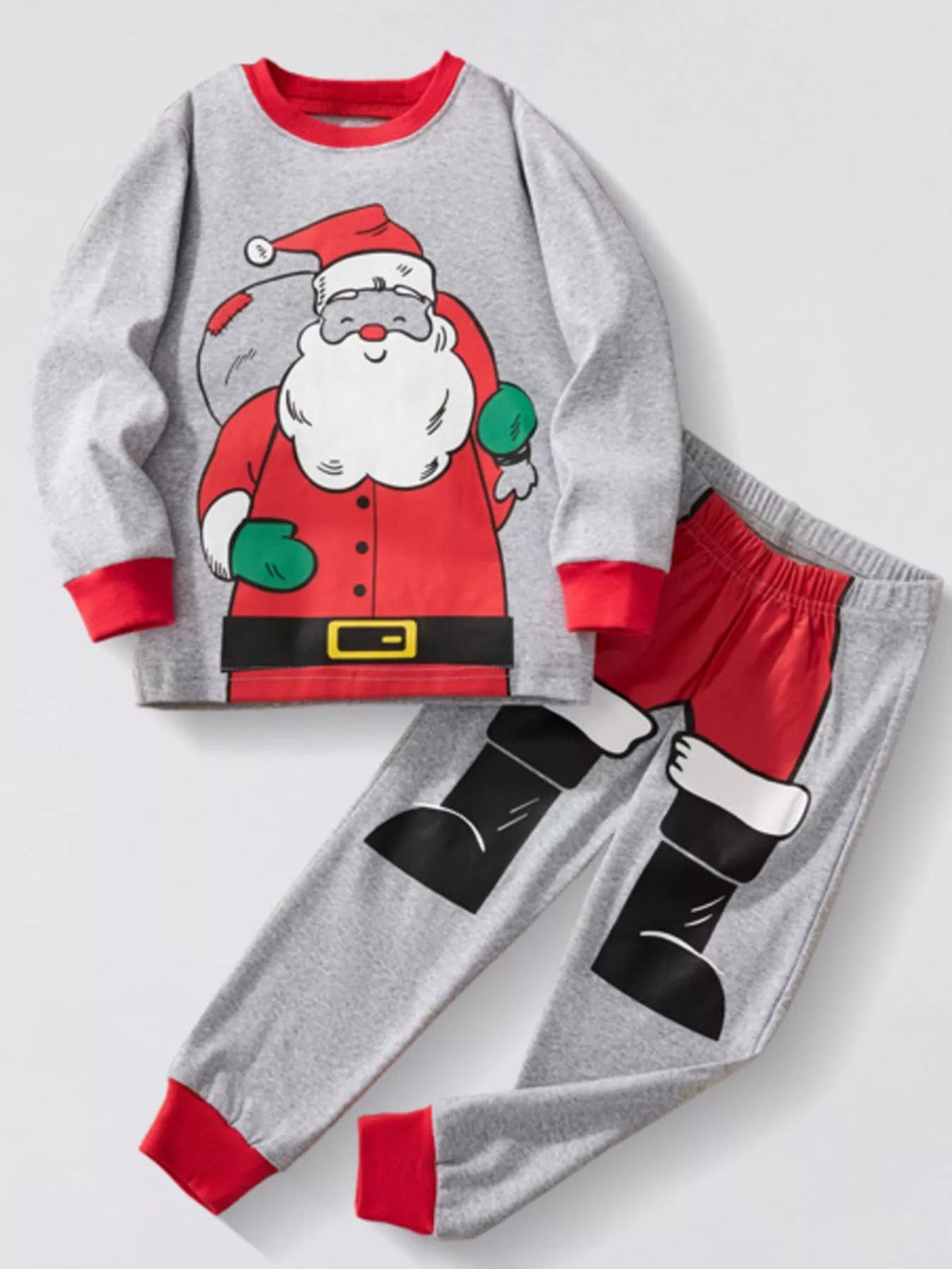 Children's Christmas Santa Round Neck Pajama Set 