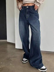 Vintage Wash Wide Leg Jeans 