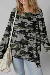 Camouflage Long Sleeve Sweatshirt with Relaxed Fit 