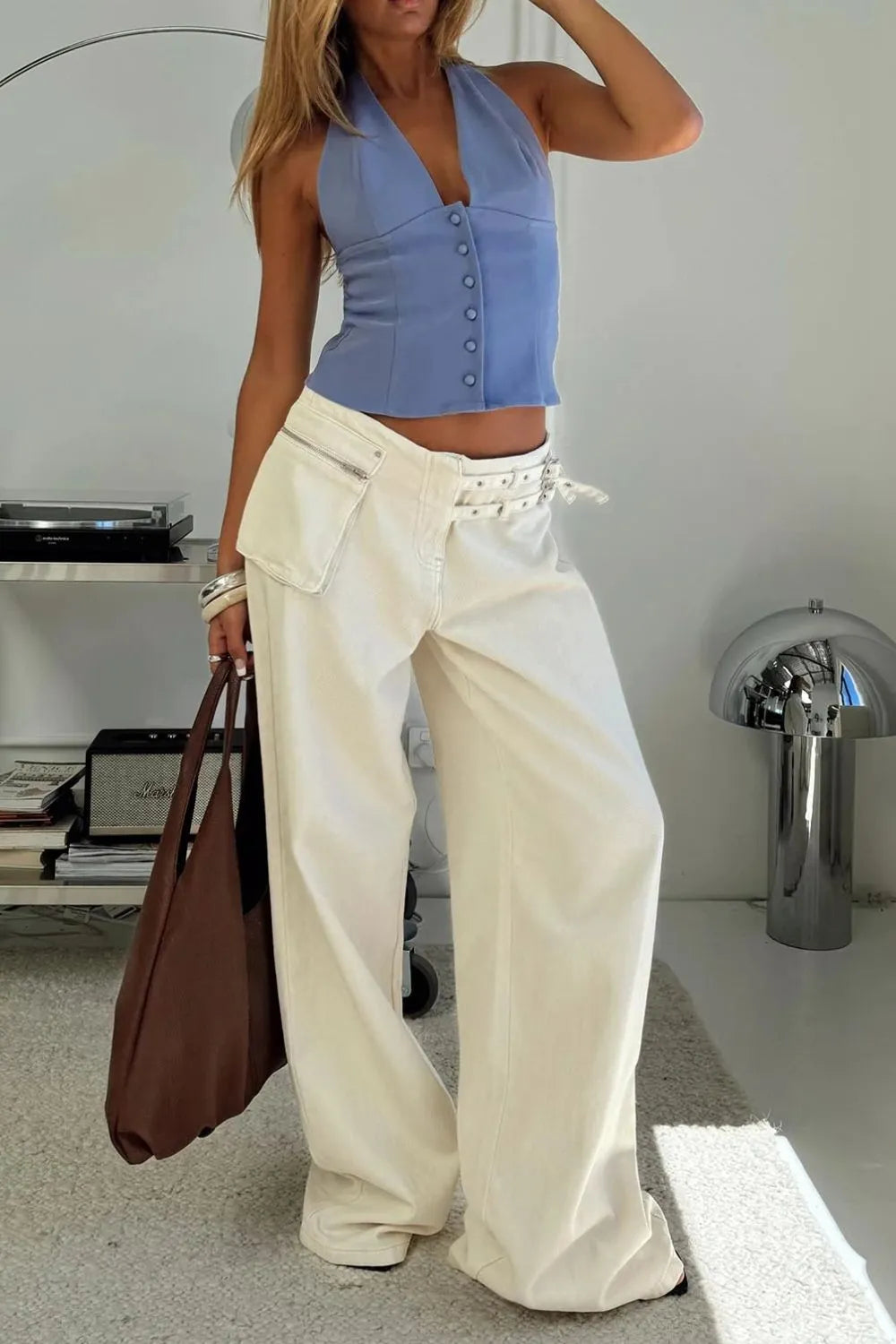 Wide Leg Jeans with Pockets 