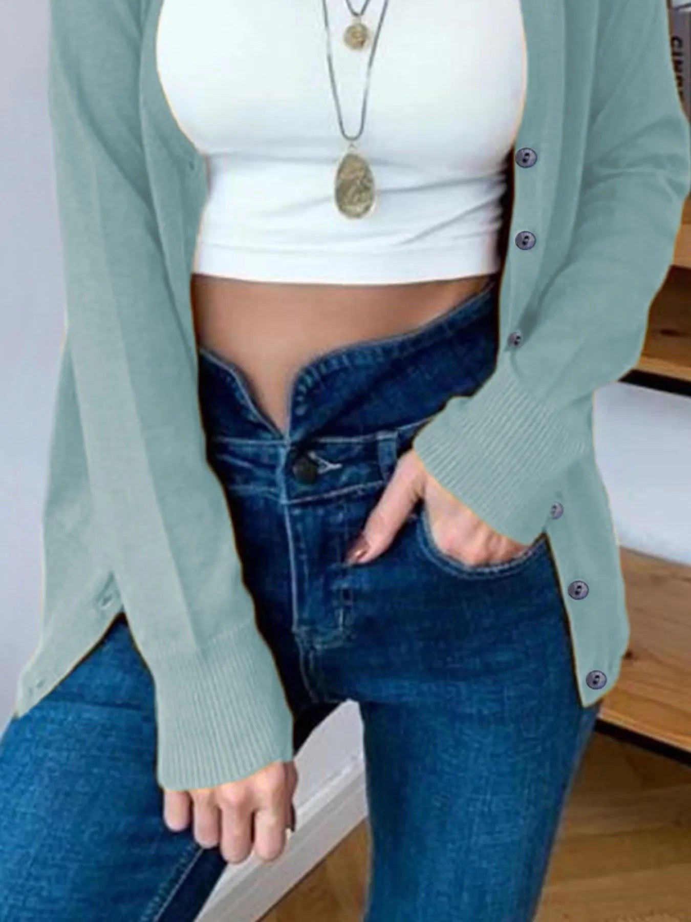 Button-Up Long Sleeve Cardigan 