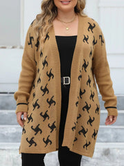 Plus Size Open Front Drop Shoulder Knit Cardigan 