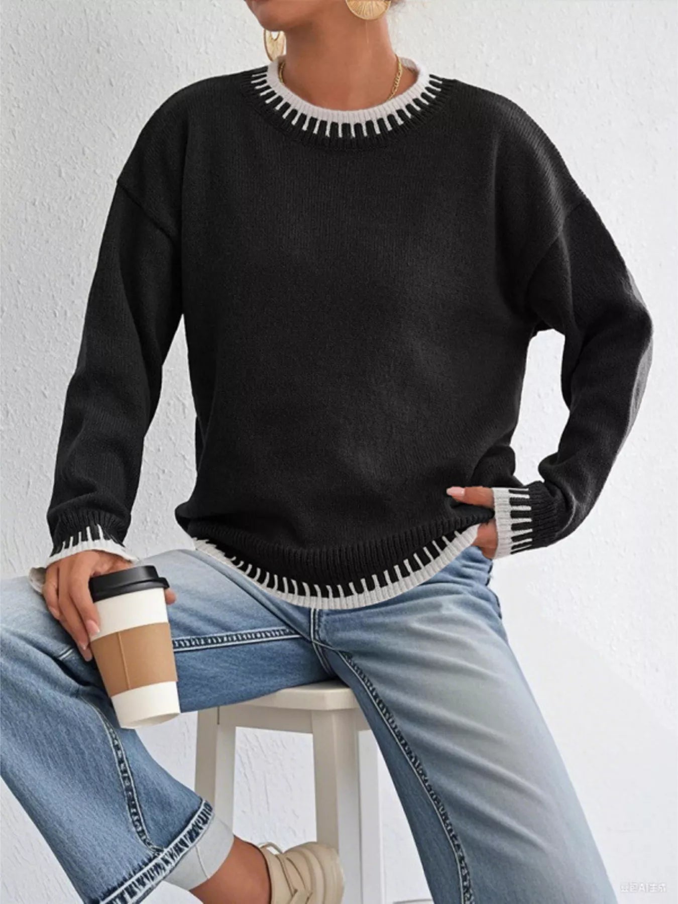 Relaxed Fit Long Sleeve Sweater 