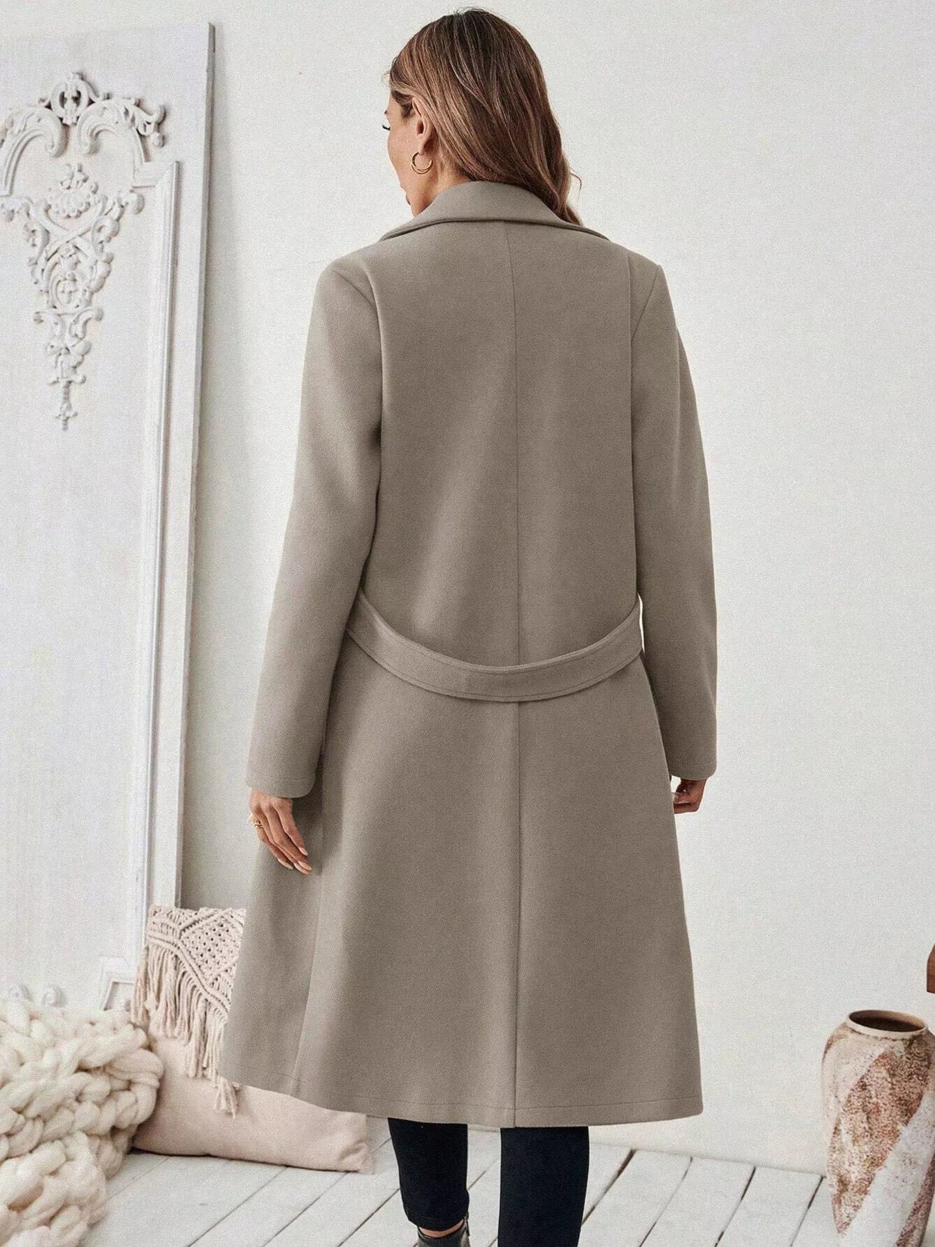 One Button Wool Blend Overcoat 