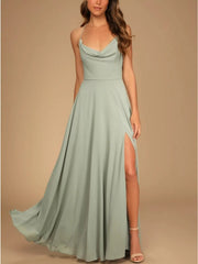 Slit Cowl Neck Maxi Dress 